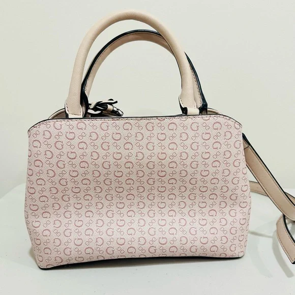 GUESS Light Pink Logo‎ Satchel Handbag W/ Removable Crossbody Strap Faux Leather - Picture 5 of 12